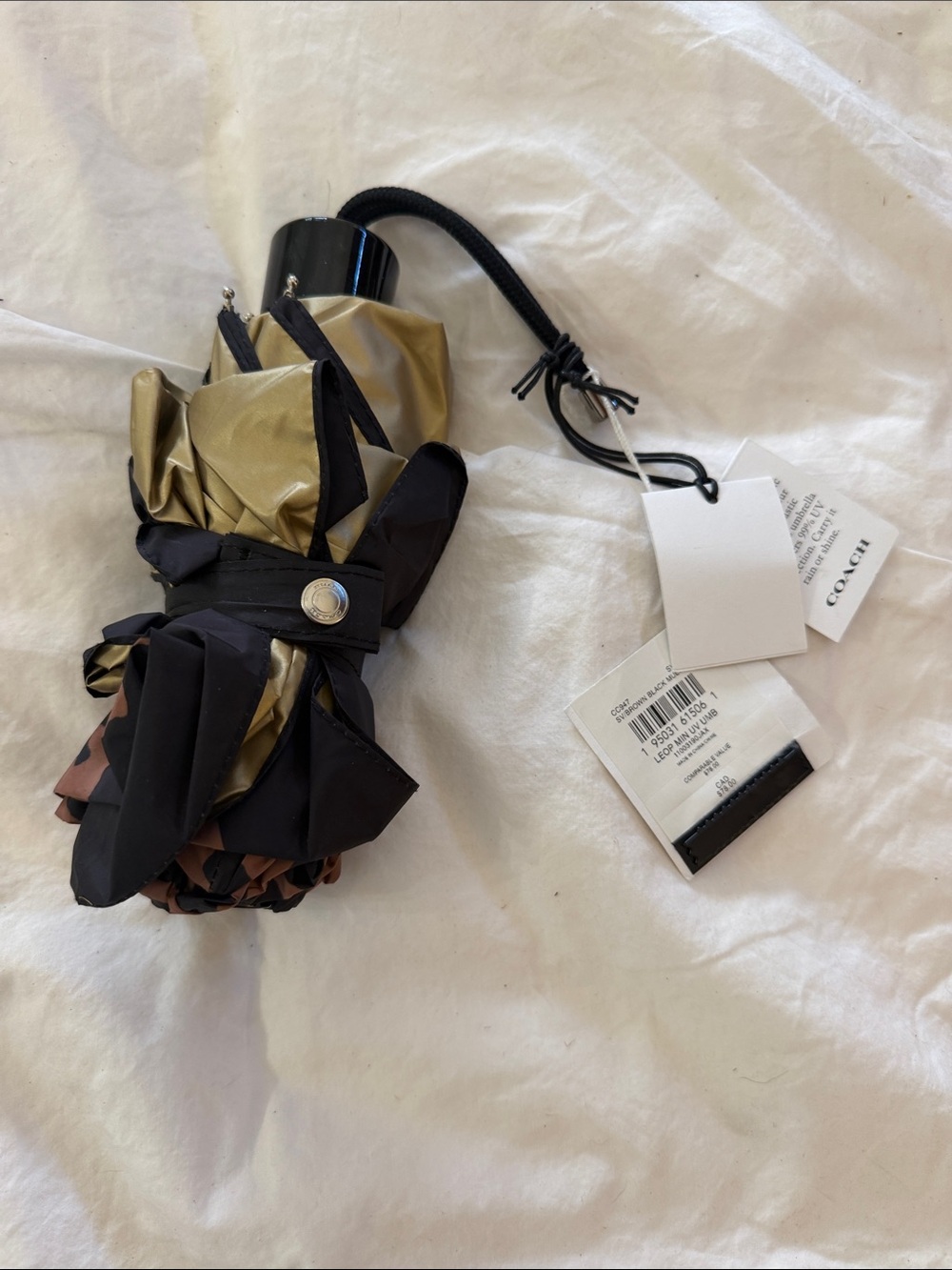NEW Coach Mini Umbrella Leopard Print – Compact Travel Umbrella w/ Tags